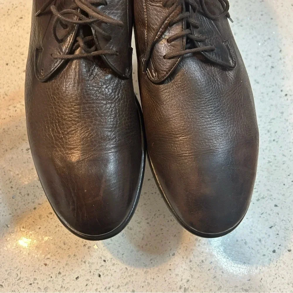 M. Gemi Brown Pebbled Leather Derby Oxford Dress Shoe​​​